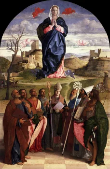 Painting by Giovanni Bellini of the Virgin Mary in the Glory with Saints